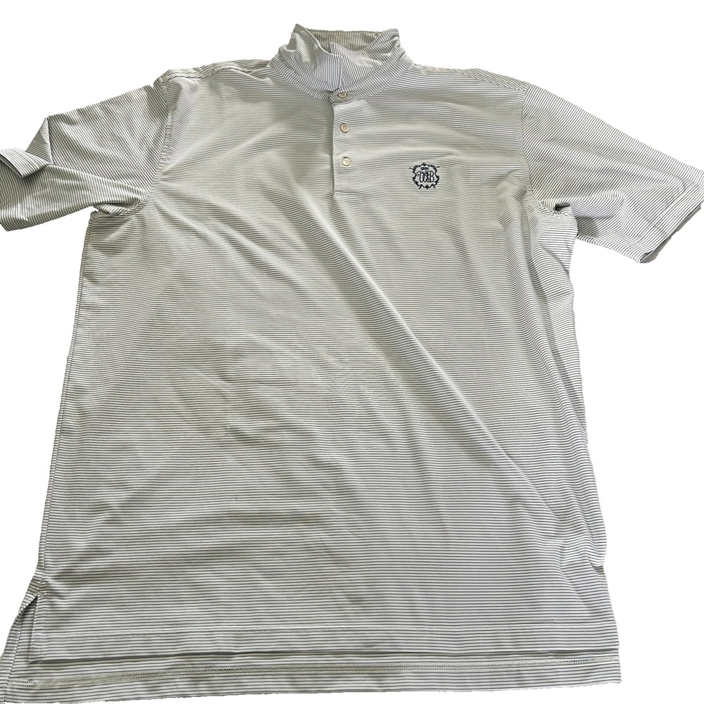 Peter Millar Summer Comfort‎ Golf Polo Shirt Mens XL White Pinstripe Medium Wash